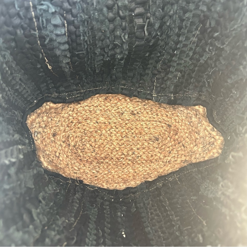 Black and Tan Woven Tote Bag Leather and Jute - Picture 6 of 8